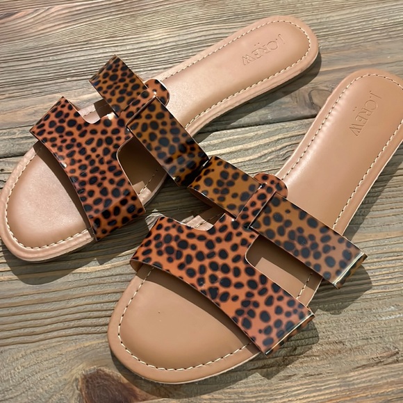 J Crew Leopard Animal Print Slide Sandals 10